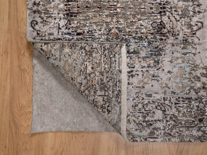 Brown 2'1" x 3'0" Transitional Hand knotted Wool/Silk Rug - Sku: O092595