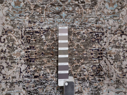 Brown 2'1" x 3'0" Transitional Hand knotted Wool/Silk Rug - Sku: O092595
