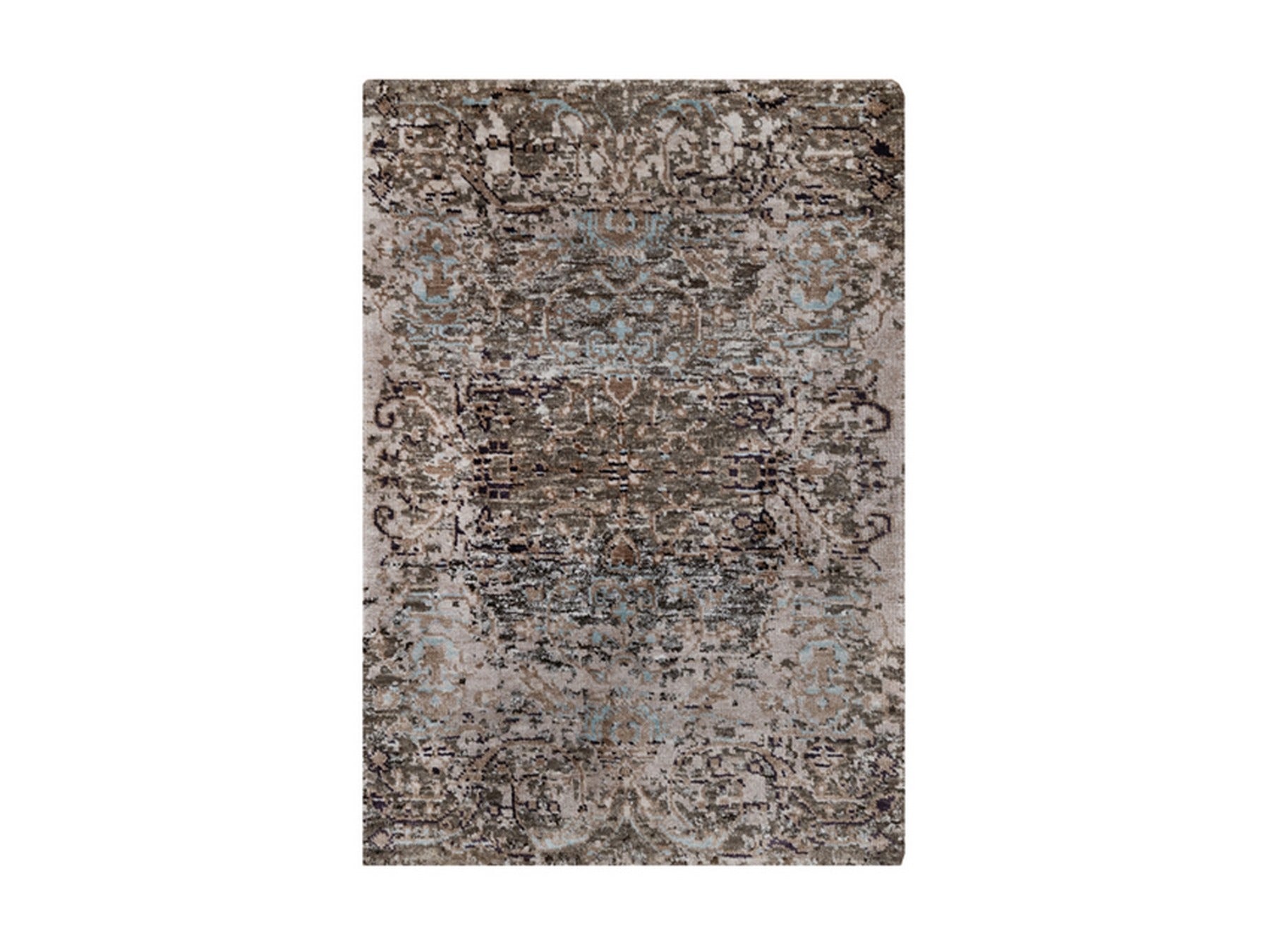 Brown 2'0" x 3'0" Transitional Hand knotted Wool/Silk Rug - Sku: O092596