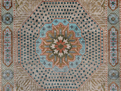 Brown 2'7" x 8'1" Mamluk Hand knotted Wool/Silk Rug - Sku: O092597