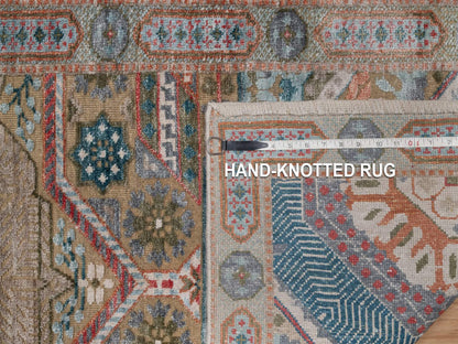 Brown 2'7" x 8'1" Mamluk Hand knotted Wool/Silk Rug - Sku: O092597