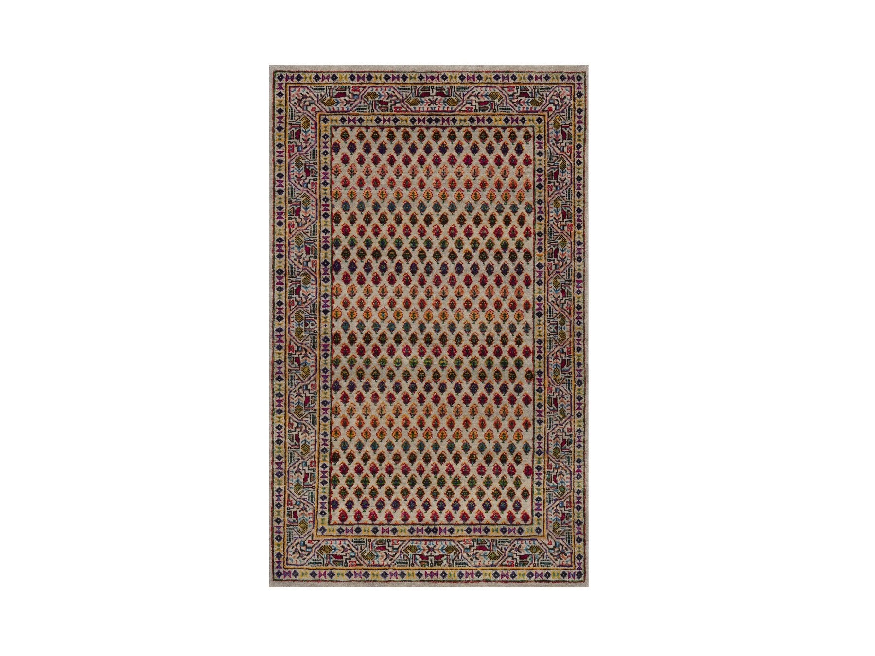 Beige 3'0" x 4'11" Modern and Contemporary Hand knotted Wool/Silk Rug - Sku: O092598