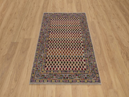 Beige 3'0" x 4'11" Modern and Contemporary Hand knotted Wool/Silk Rug - Sku: O092598