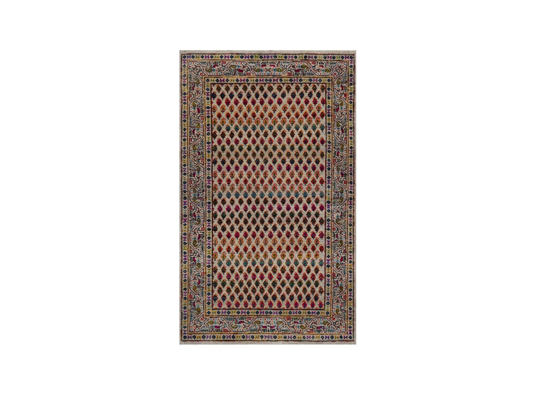 Beige 3'0" x 5'0" Modern and Contemporary Hand knotted Wool/Silk Rug - Sku: O092599