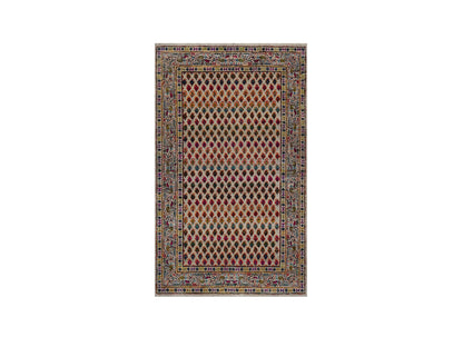 Beige 3'0" x 5'0" Modern and Contemporary Hand knotted Wool/Silk Rug - Sku: O092599