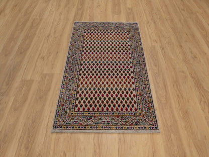 Beige 3'0" x 5'0" Modern and Contemporary Hand knotted Wool/Silk Rug - Sku: O092599