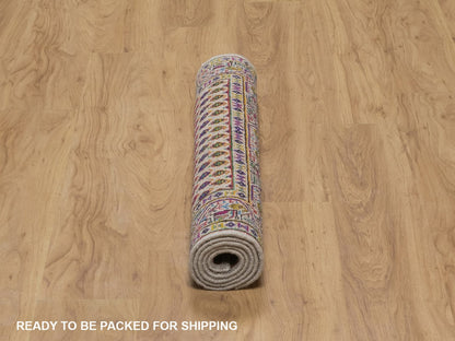 Beige 3'0" x 5'0" Modern and Contemporary Hand knotted Wool/Silk Rug - Sku: O092599