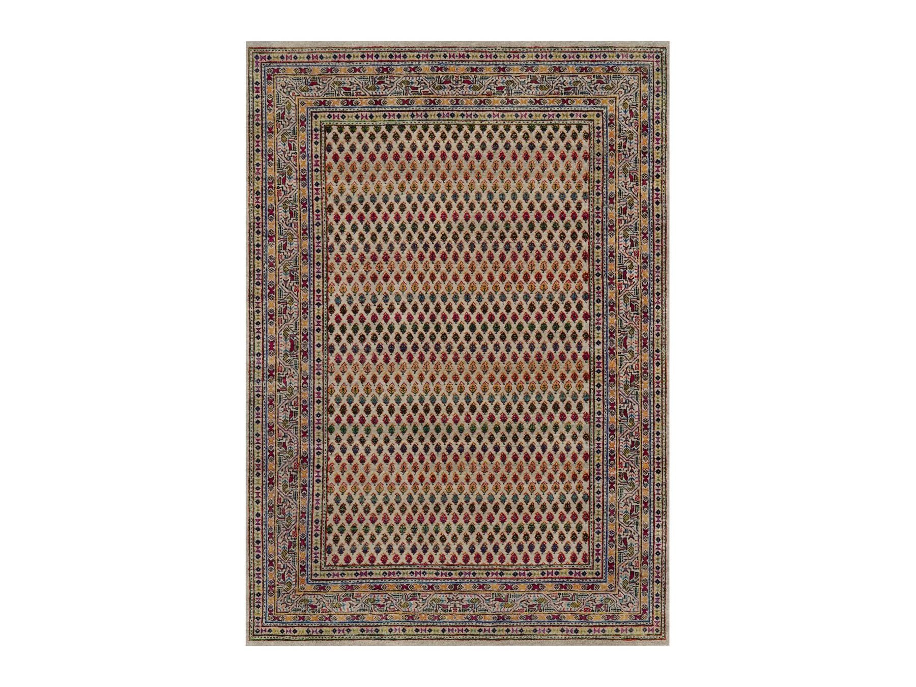 Beige 5'0" x 7'1" Modern and Contemporary Hand knotted Wool/Silk Rug - Sku: O092600