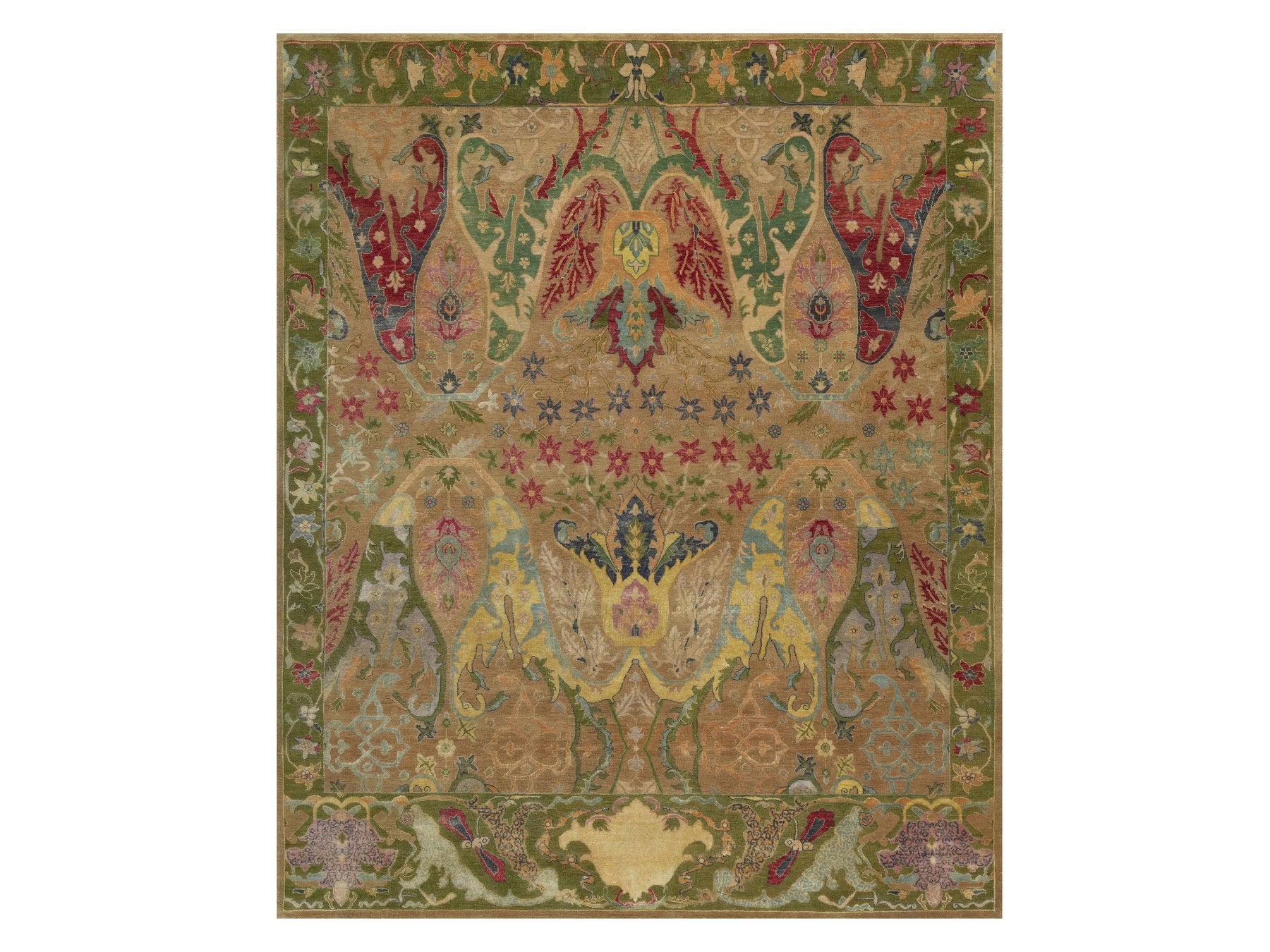 Brown 8'2" x 10'1" Tribal & Geometric Hand knotted Wool/Silk Rug - Sku: O092601