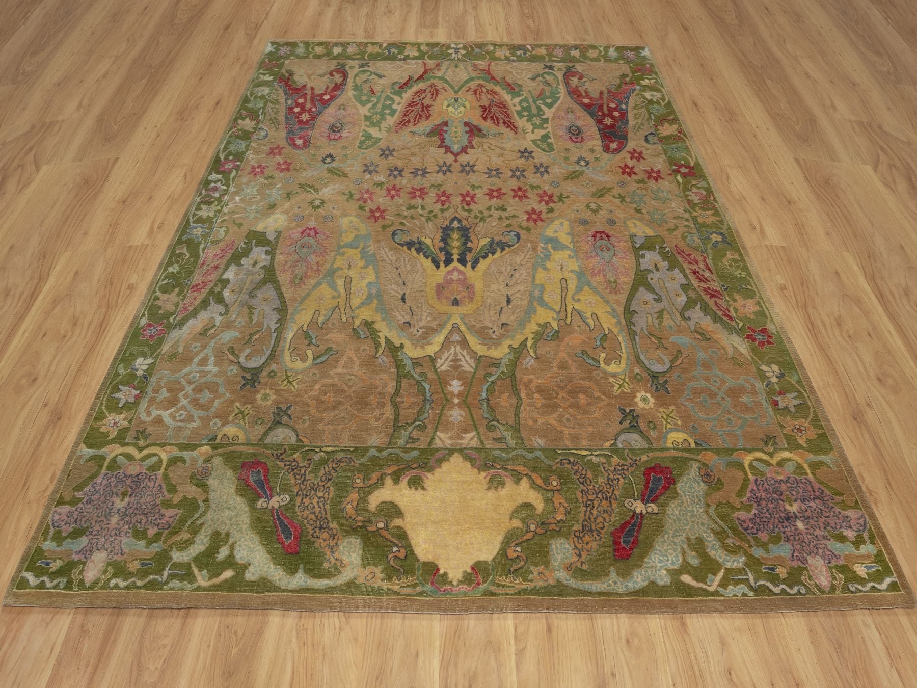 Brown 8'2" x 10'1" Tribal & Geometric Hand knotted Wool/Silk Rug - Sku: O092601