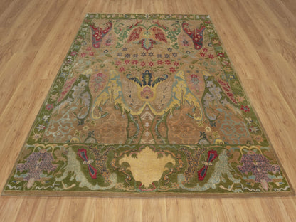 Brown 8'2" x 10'1" Tribal & Geometric Hand knotted Wool/Silk Rug - Sku: O092601