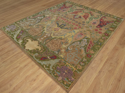Brown 8'2" x 10'1" Tribal & Geometric Hand knotted Wool/Silk Rug - Sku: O092601