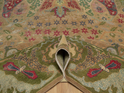 Brown 8'2" x 10'1" Tribal & Geometric Hand knotted Wool/Silk Rug - Sku: O092601