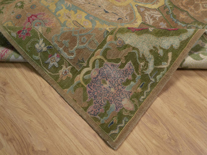 Brown 8'2" x 10'1" Tribal & Geometric Hand knotted Wool/Silk Rug - Sku: O092601