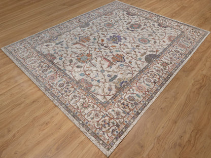 Kashan Fine Oriental hand-knotted silk rug in Ivory, 8' x 10'1" — SKU O092602 (view 3)