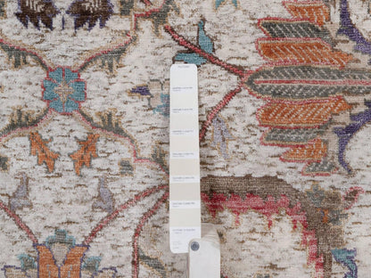 Kashan Fine Oriental hand-knotted silk rug in Ivory, 8' x 10'1" — SKU O092602 (view 7)