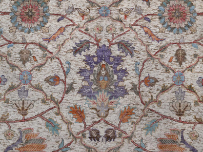 Kashan Fine Oriental hand-knotted silk rug in Ivory, 8' x 10'1" — SKU O092602 (view 8)