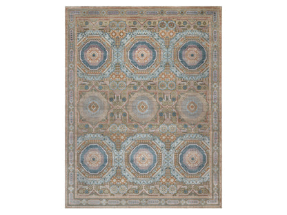 Brown 11'8" x 15'1" Mamluk Hand knotted Wool/Silk Rug - Sku: O092605