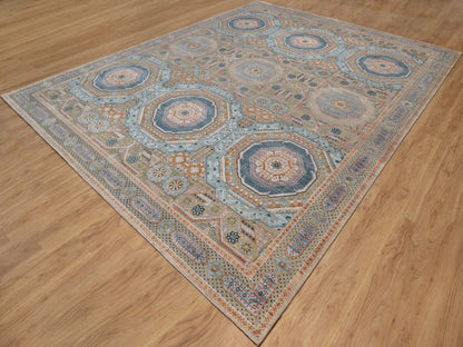 Brown 11'8" x 15'1" Mamluk Hand knotted Wool/Silk Rug - Sku: O092605