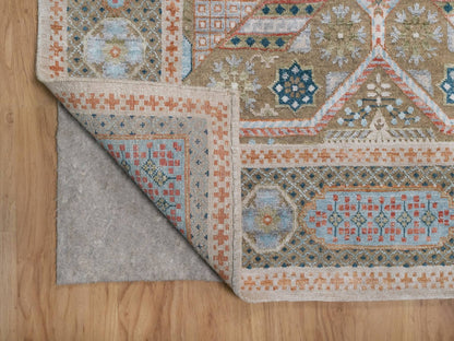 Brown 11'8" x 15'1" Mamluk Hand knotted Wool/Silk Rug - Sku: O092605