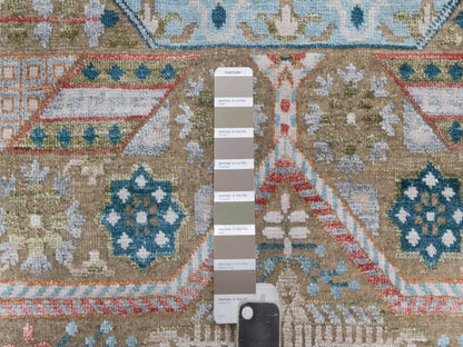 Brown 11'8" x 15'1" Mamluk Hand knotted Wool/Silk Rug - Sku: O092605