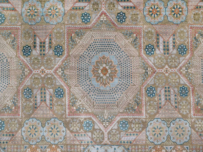 Brown 11'8" x 15'1" Mamluk Hand knotted Wool/Silk Rug - Sku: O092605