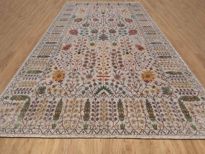 Ivory 11'7" x 18'3" Transitional Hand knotted Wool/Silk Rug - Sku: O092606