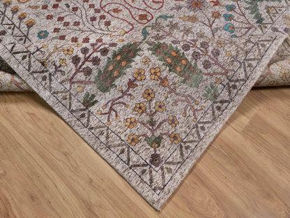 Transitional hand-knotted wool/silk rug in Ivory, 11'7" x 18'3" — SKU O092606 (view 6)