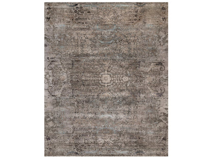 Brown 12'2" x 15'3" Transitional Hand knotted Wool/Silk Rug - Sku: O092607