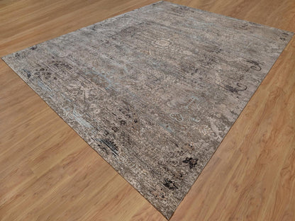 Brown 12'2" x 15'3" Transitional Hand knotted Wool/Silk Rug - Sku: O092607