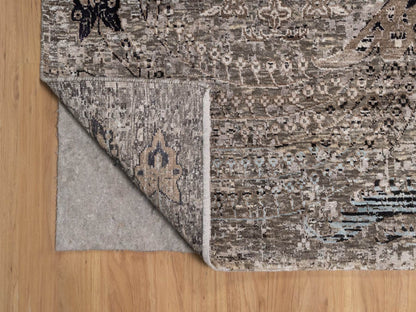 Transitional hand-knotted wool/silk rug in Brown, 12'2" x 15'3" — SKU O092607 (view 4)