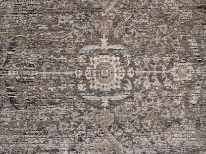 Brown 12'2" x 15'3" Transitional Hand knotted Wool/Silk Rug - Sku: O092607