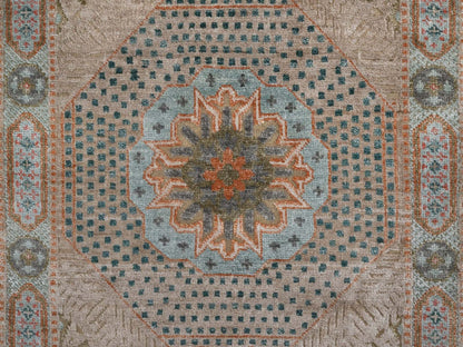 Brown 2'6" x 6'0" Mamluk Hand knotted Wool/Silk Rug - Sku: O092608
