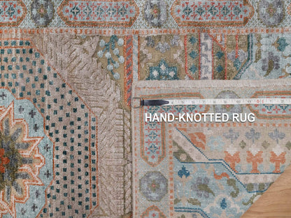 Brown 2'6" x 6'0" Mamluk Hand knotted Wool/Silk Rug - Sku: O092608