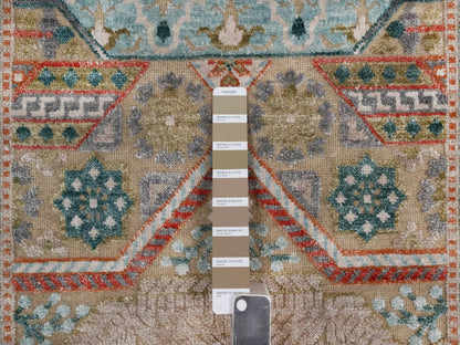 Brown 2'5" x 6'0" Mamluk Hand knotted Wool/Silk Rug - Sku: O092609