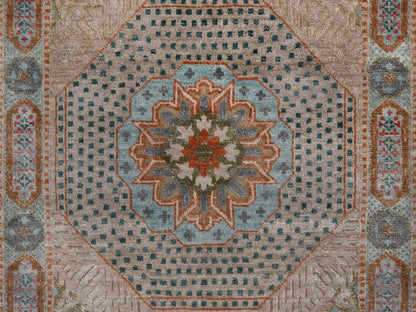 Brown 2'5" x 6'0" Mamluk Hand knotted Wool/Silk Rug - Sku: O092609