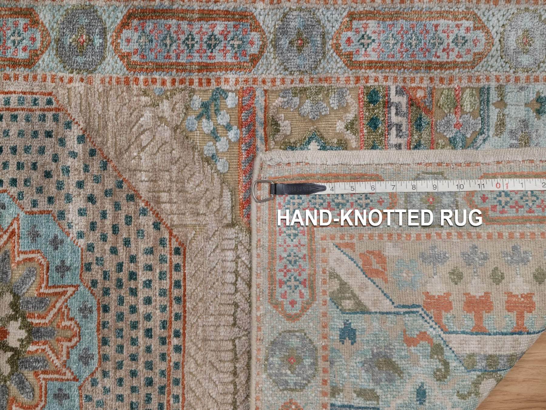 Mamluk Mamluk hand-knotted wool/silk runner in Brown & Gray, 2'5" x 6' — SKU O092609 (view 8)