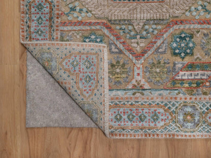Brown 3'2" x 5'1" Mamluk Hand knotted Wool/Silk Rug - Sku: O092610