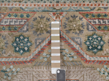 Brown 3'2" x 5'1" Mamluk Hand knotted Wool/Silk Rug - Sku: O092610