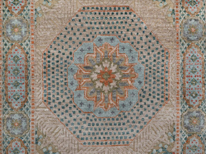 Brown 3'2" x 5'1" Mamluk Hand knotted Wool/Silk Rug - Sku: O092610