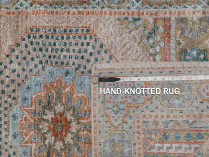 Brown 3'2" x 5'1" Mamluk Hand knotted Wool/Silk Rug - Sku: O092610