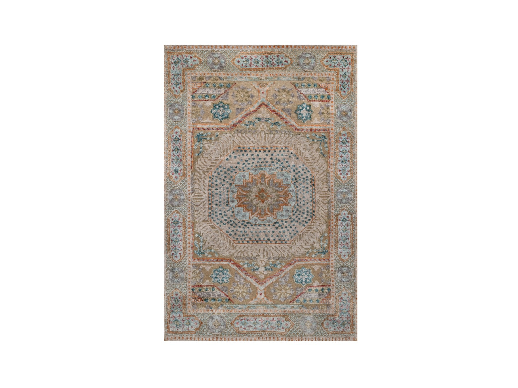 Mamluk Mamluk hand-knotted wool/silk rug in Brown & Gray, 2' x 3' — SKU O092611