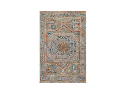 Mamluk Mamluk hand-knotted wool/silk rug in Brown & Gray, 2' x 3' — SKU O092611
