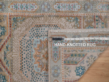 Brown 2'0" x 3'0" Mamluk Hand knotted Wool/Silk Rug - Sku: O092611