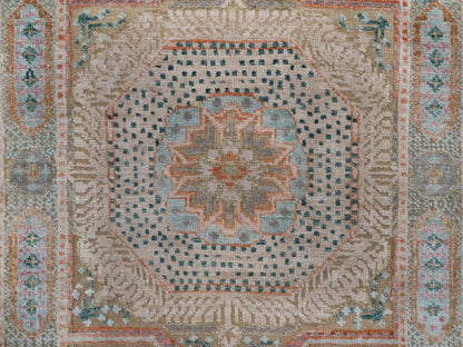 Brown 2'1" x 3'1" Mamluk Hand knotted Wool/Silk Rug - Sku: O092612
