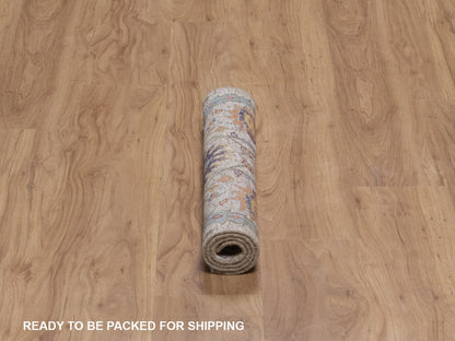 Transitional hand-knotted wool/silk rug in Ivory, 2' x 3' — SKU O092613 (view 6)