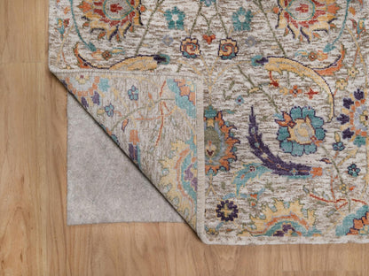 Transitional hand-knotted wool/silk runner in Ivory, 2'7" x 24'1" — SKU O092614 (view 3)