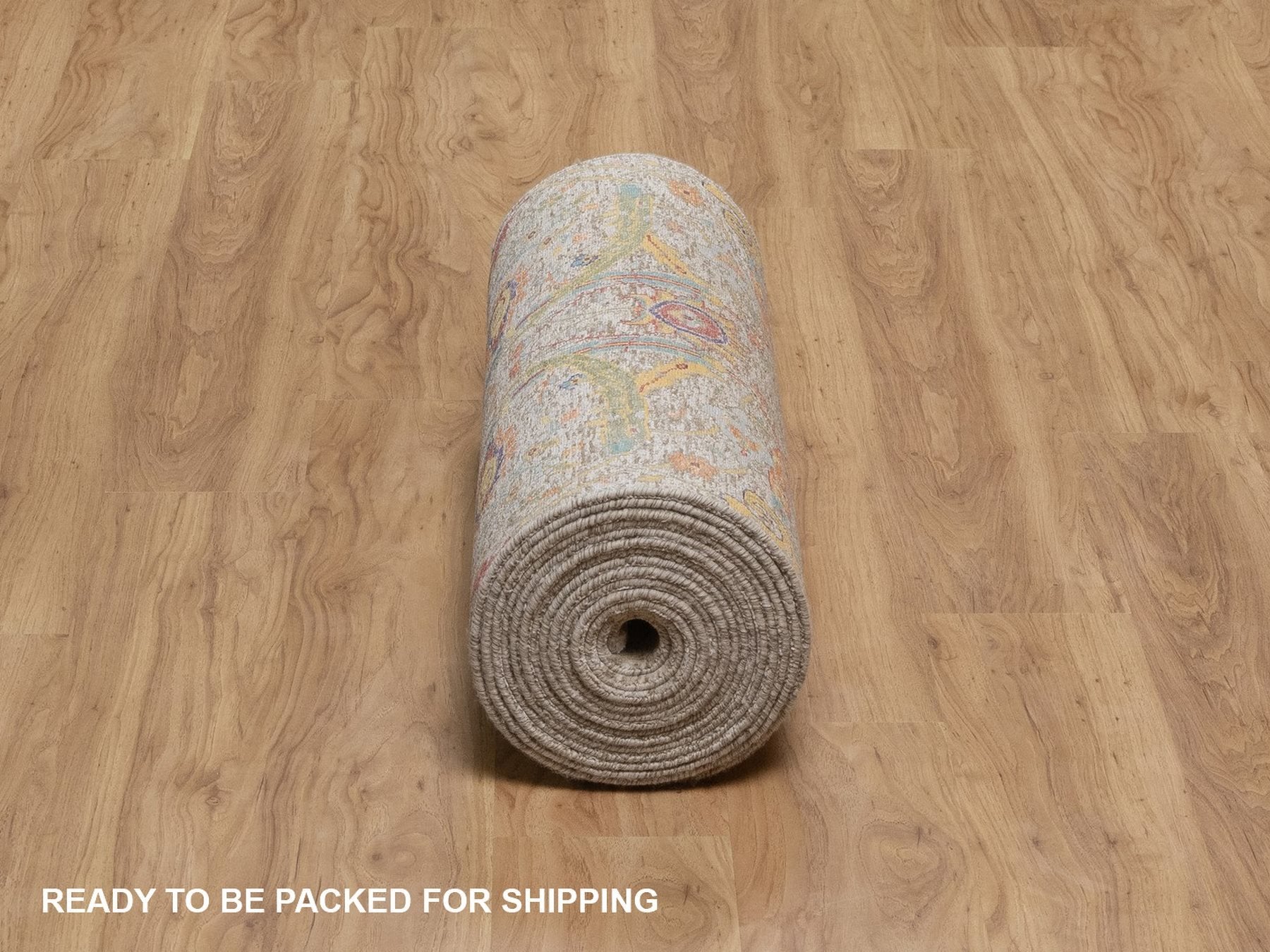 Transitional hand-knotted wool/silk runner in Ivory, 2'7" x 24'1" — SKU O092614 (view 6)