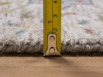 Transitional hand-knotted wool/silk runner in Ivory, 2'7" x 24'1" — SKU O092614 (view 7)