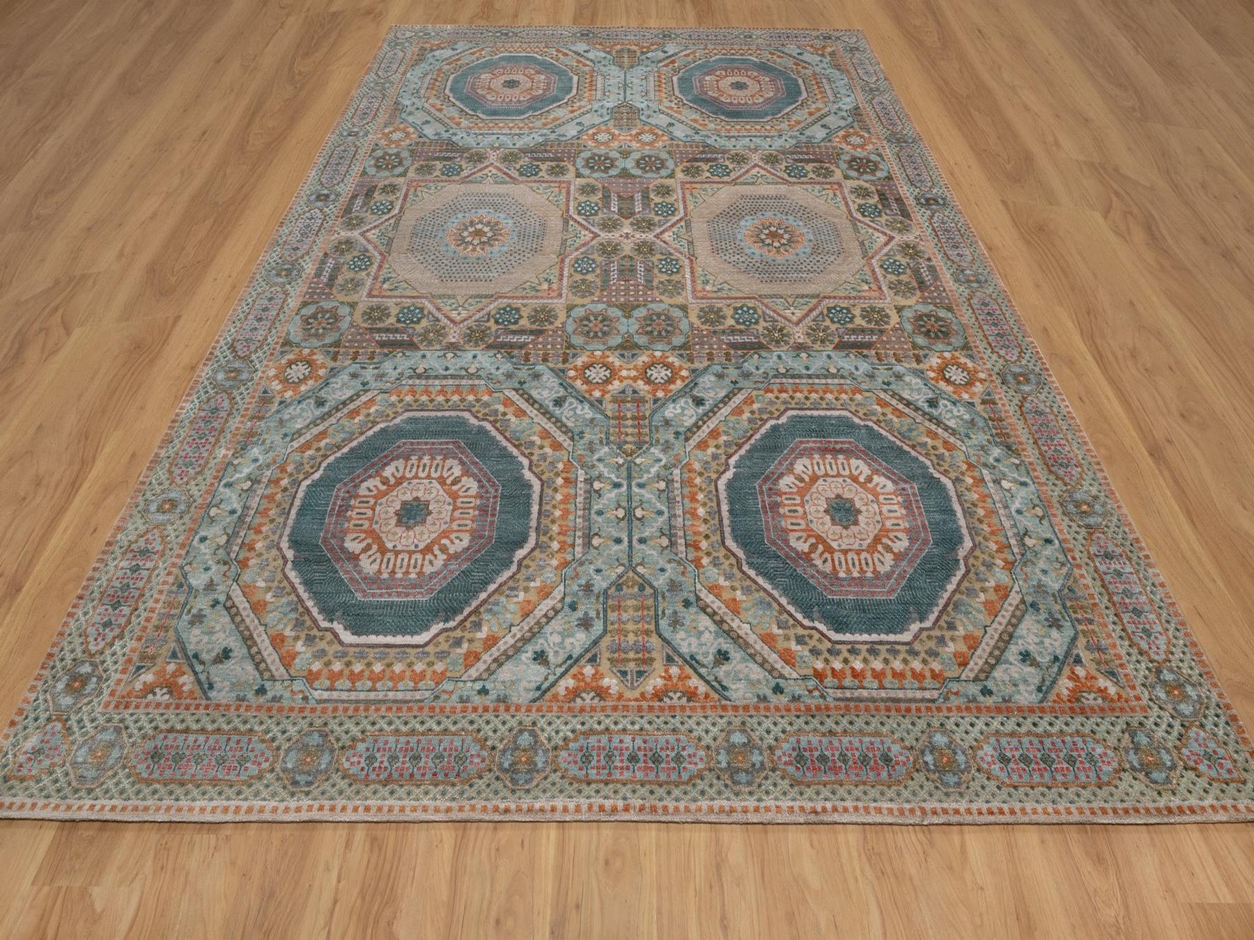 Brown 8'9" x 12'3" Mamluk Hand knotted Wool/Silk Rug - Sku: O092616